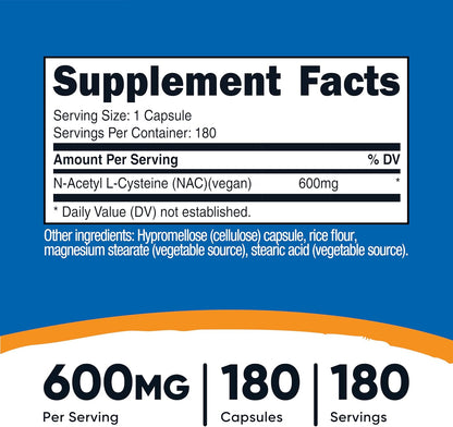 Premium NAC 600mg – 180 Vegan Capsules