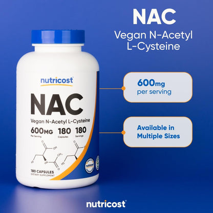 Premium NAC 600mg – 180 Vegan Capsules